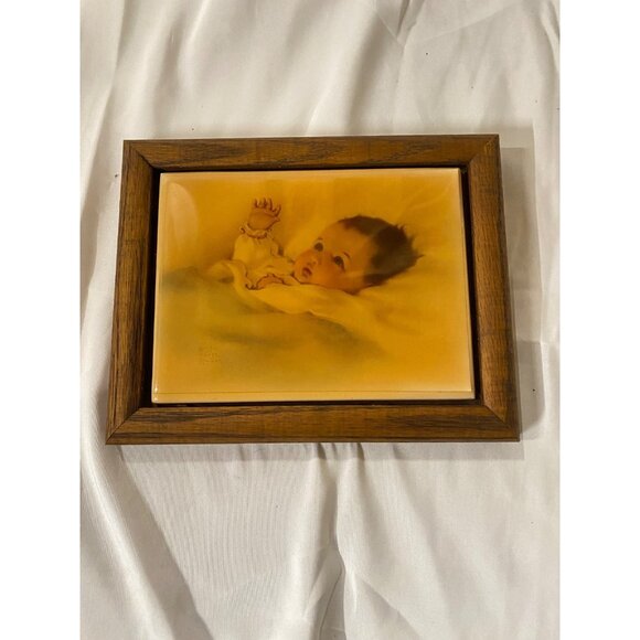 Vtg 1983 FRAMED ITALY TILE ART BY BESSIE PEASE GUTMANN 802# BABY - Picture 3 of 11